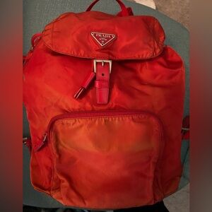 Prada Red Nylon Backpack